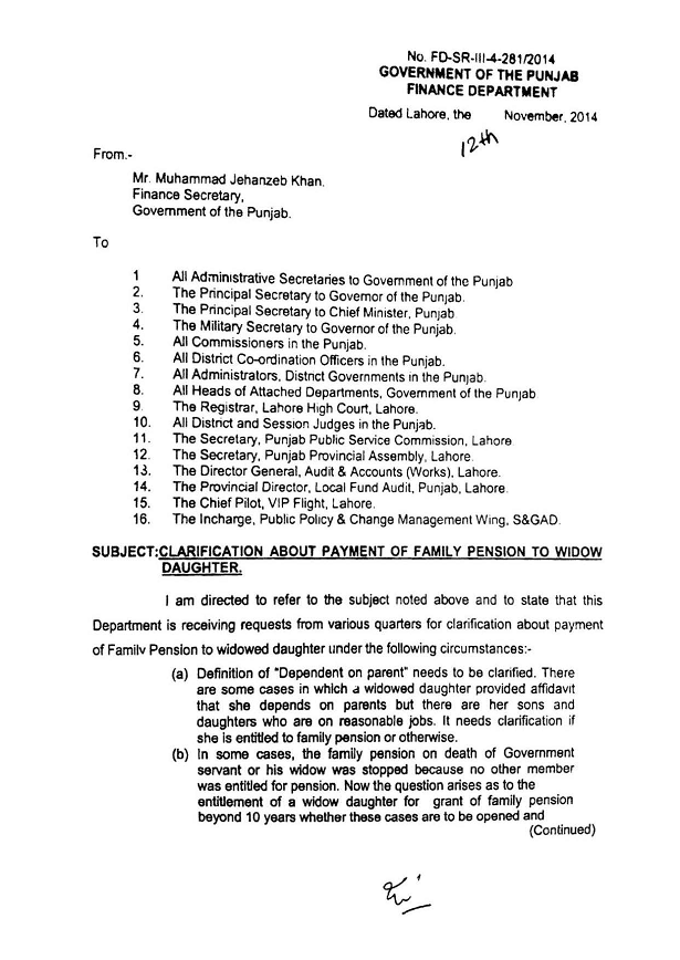 Payment Family Pension to Widow Daughter & Definition of Dependent on Parent