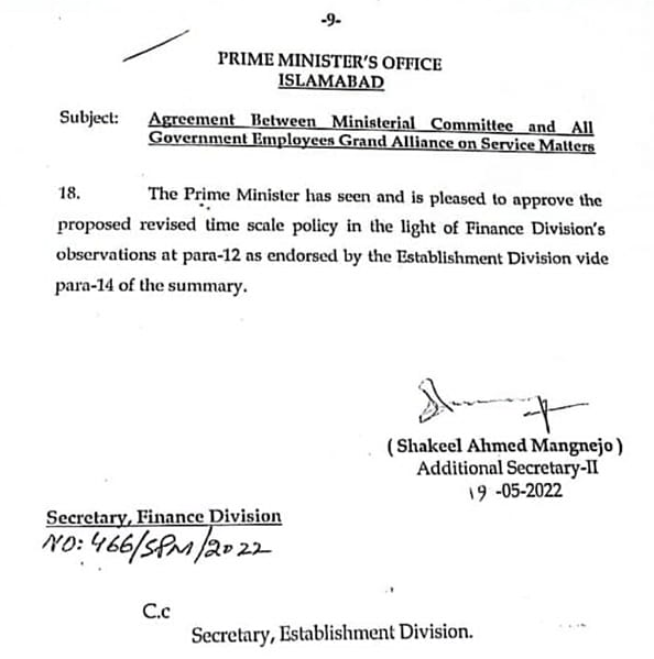 Approval of Summary by Prime Minister