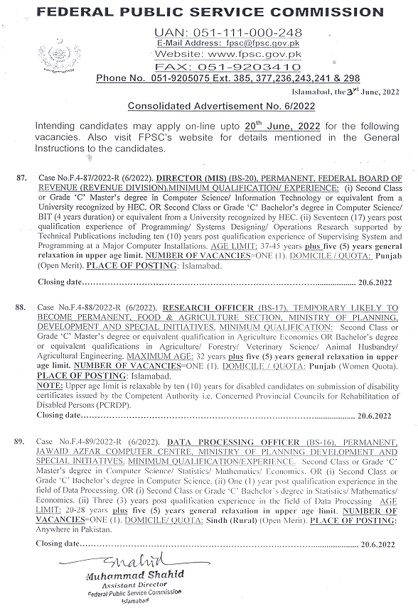 Government Jobs 2022 through FPSC