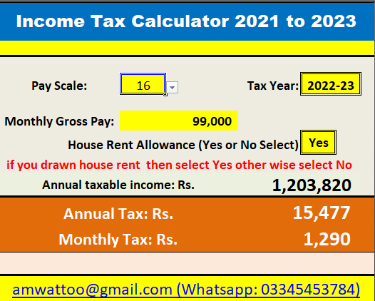 Income Tax Calculator 2022-23 for Salaried Persons