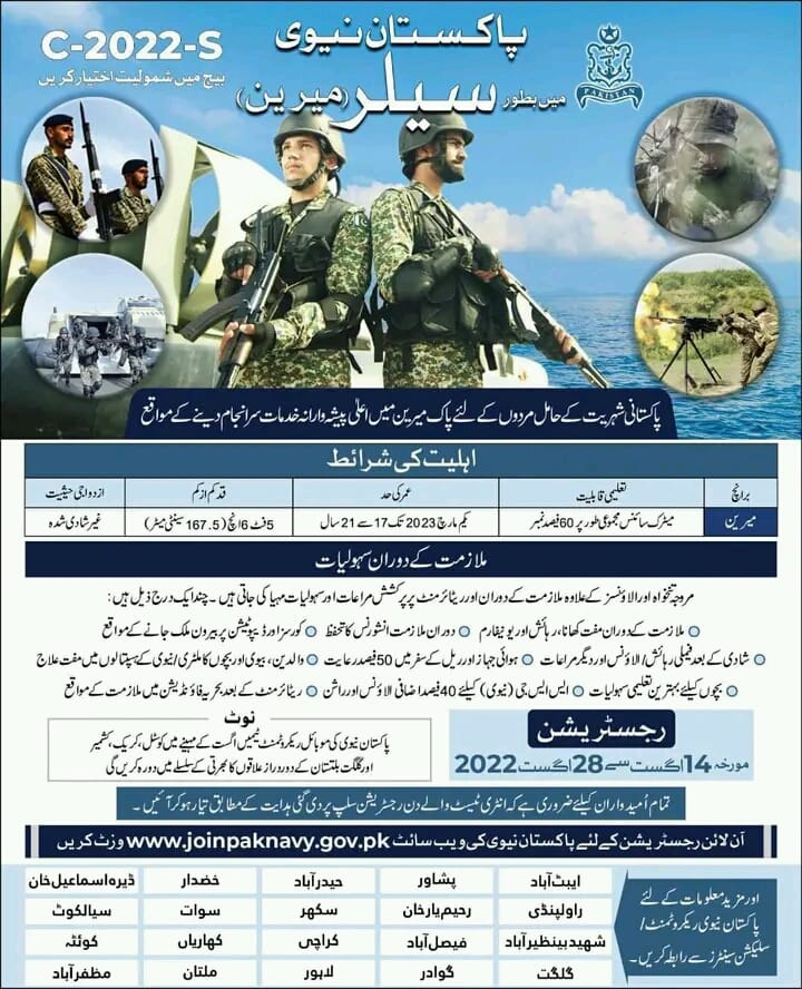 Join Pakistan Navy as Sailor (Marine) C-2022-S