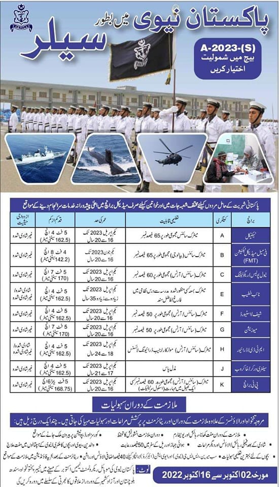 Join Pakistan Navy October 2022