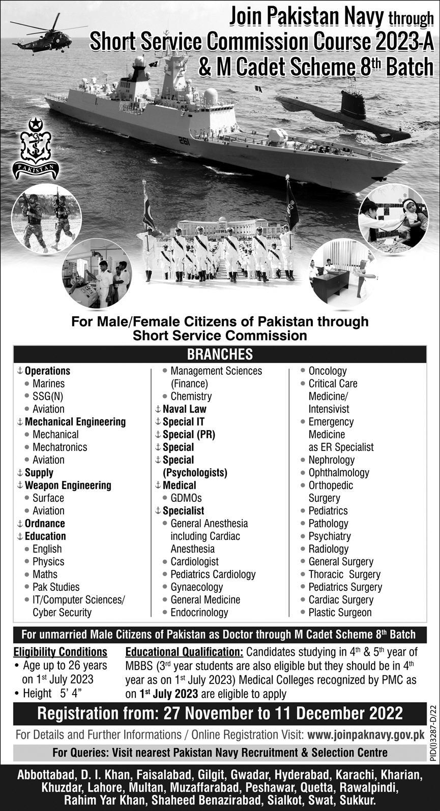Join Pakistan Navy SSC Course 2023-A & M Cadet Scheme 8th Batch