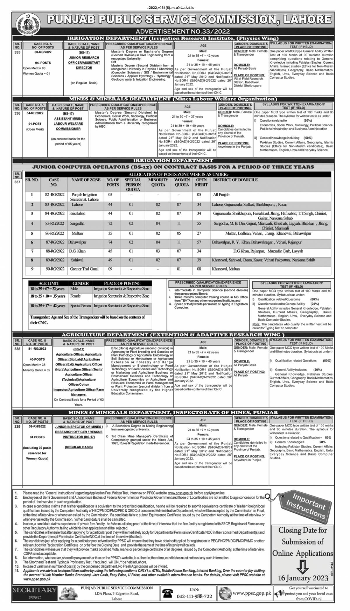 Government Jobs 2023 in Punjab through PPSC