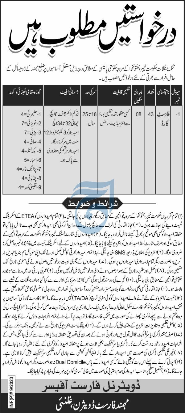 Forest Guards Vacancies 2023 KPK