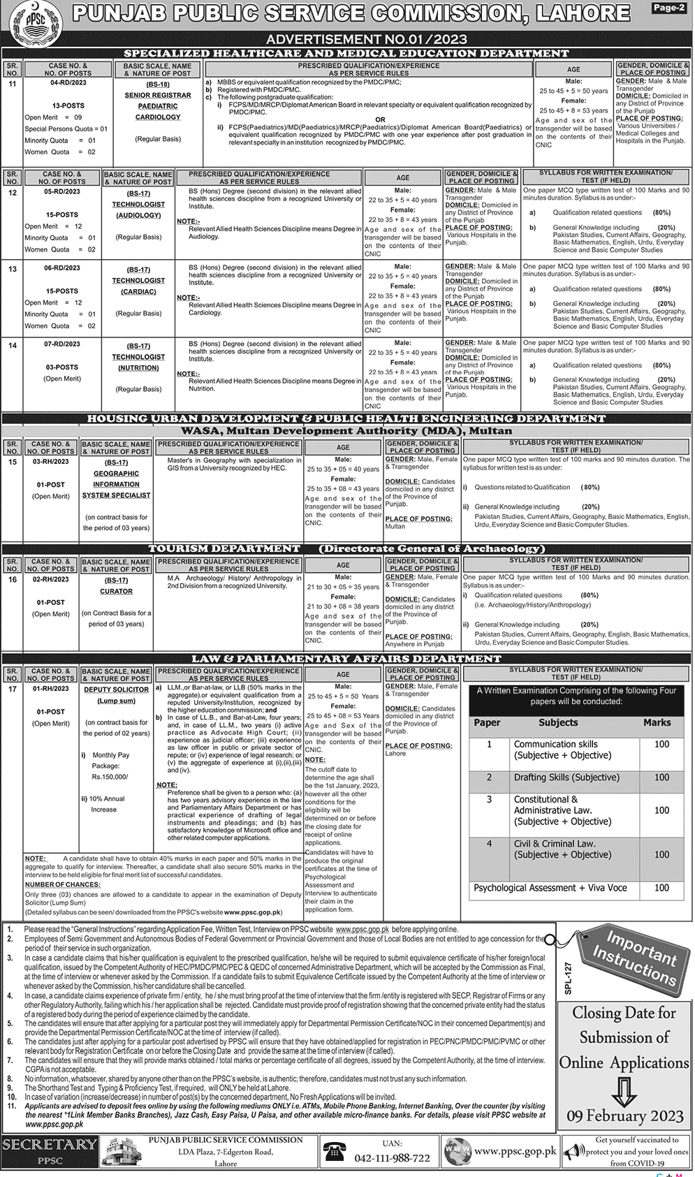 The Latest PPSC Job Vacancies January 2023 Punjab Government