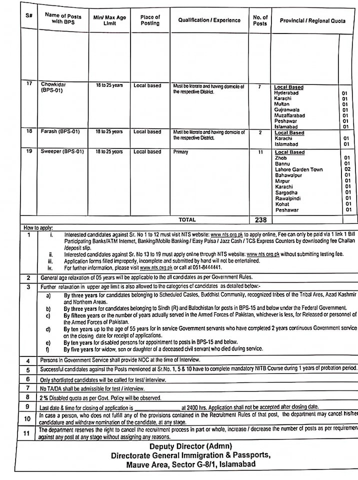 Passport and Immigration Department Jobs 