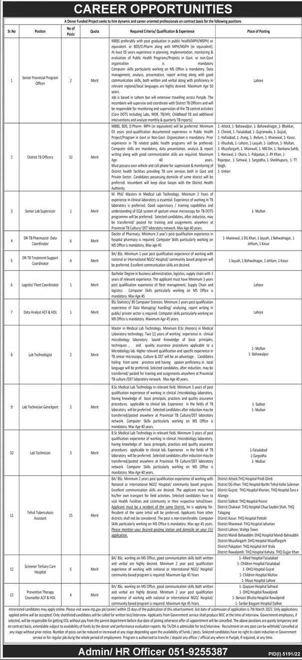 A Donor Funded Project Bases Vacancies 2023 on Contract