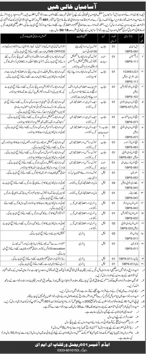 BPS-01 to BPS-09 Government Vacancies Regional Workshop EME Quetta