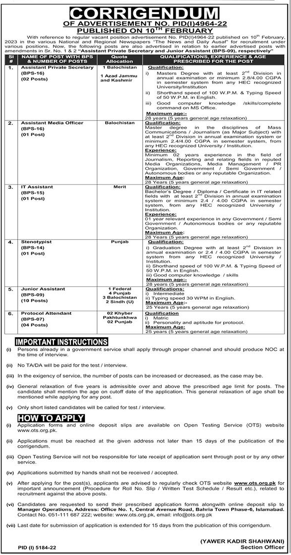 Government Jobs through Open Testing Service OTS 2023