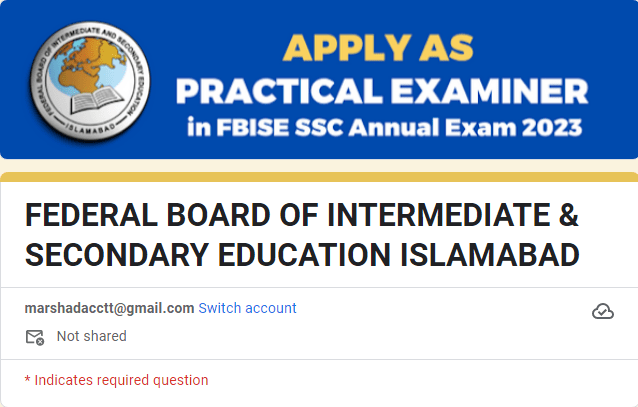 Apply Online FBISE Practical Examiner SSC Annual Examinations 2023