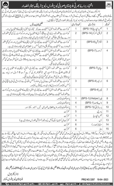 Job Vacancies in Provincial Levies Balochistan April 2023