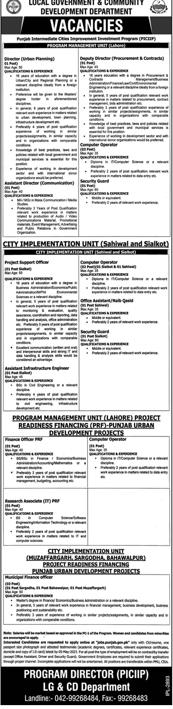 New Vacancies in the Local Government Department Punjab
