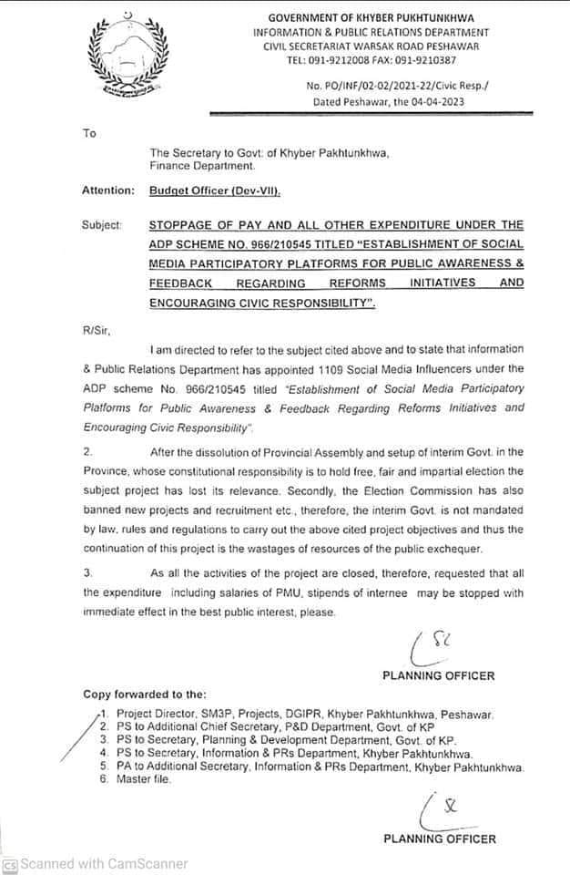 Notification of Stoppage of Pay Social Medial Influences KPK