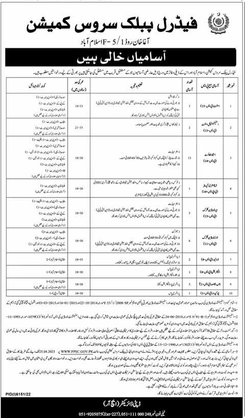 Job Vacancies in Federal Public Service Commission 2023