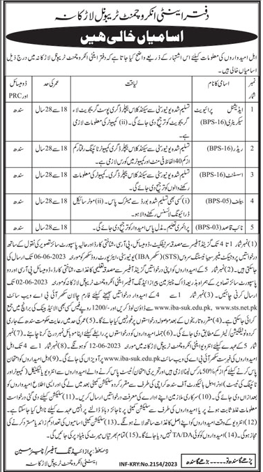 Anti-Encroachment Tribunal Larkana BPS-03-BPS-16 Vacancies 2023