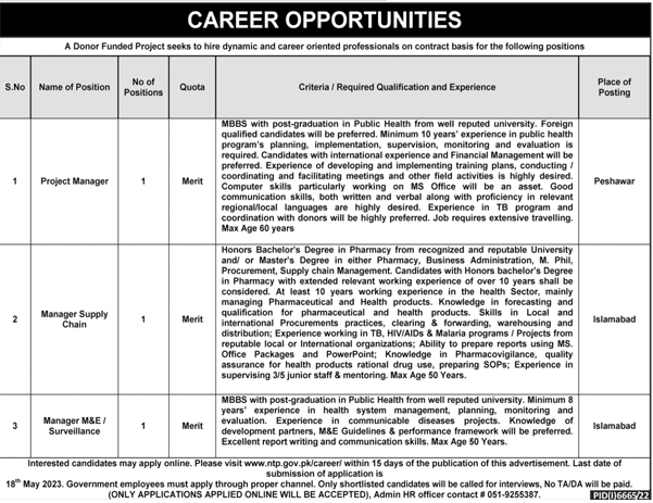 Donor Funded Contract Jobs in Health Department