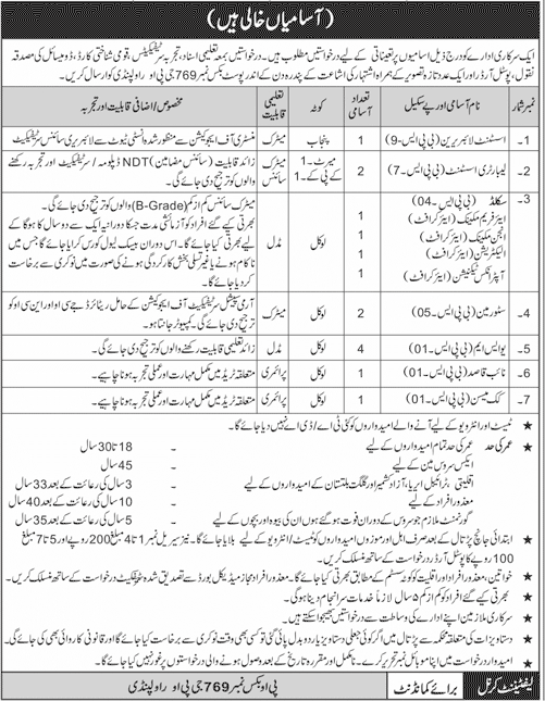 Government Jobs Vacancies BPS-01 to BPS-9 in Rawalpindi