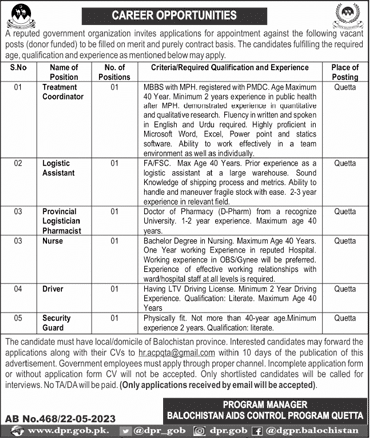 New Vacancies in Government Organization May 2023