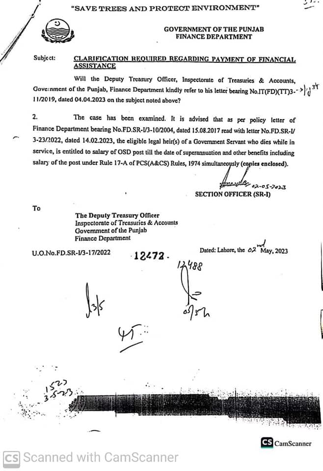 Notification of Clarification Required Regarding payment of Financial Assistance