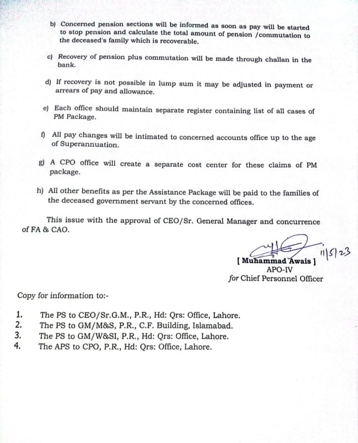 Procedure for Processing Claims under the Revised Assistance Package for the Families of Government Employees who Die in Service Period from 15-06-2013 to 09-02-2015