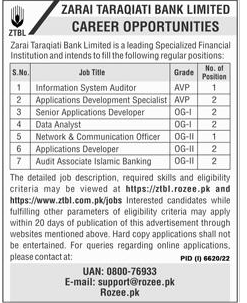 Vacancies in Zarai Taraqiati Bank Limited (ZTBL) 2023