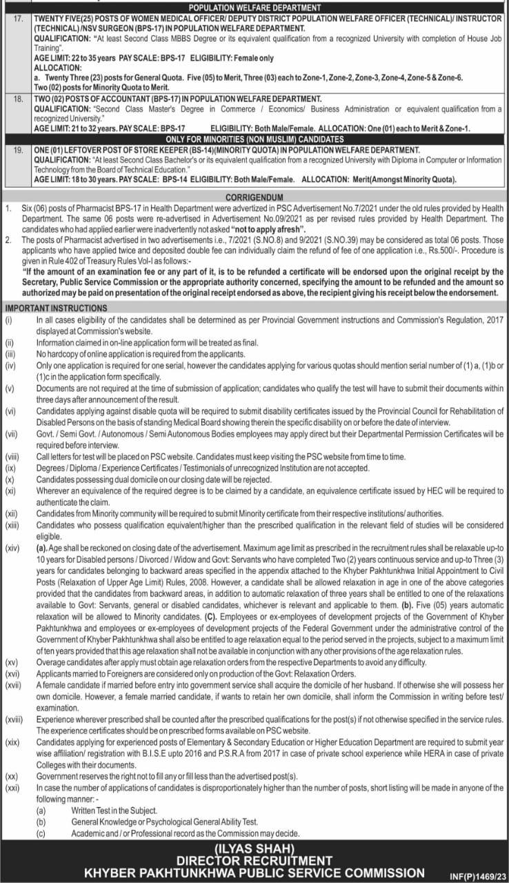 BPS-14 to BPS-18 Vacancies KP Public Service Commission Ad 05/2023