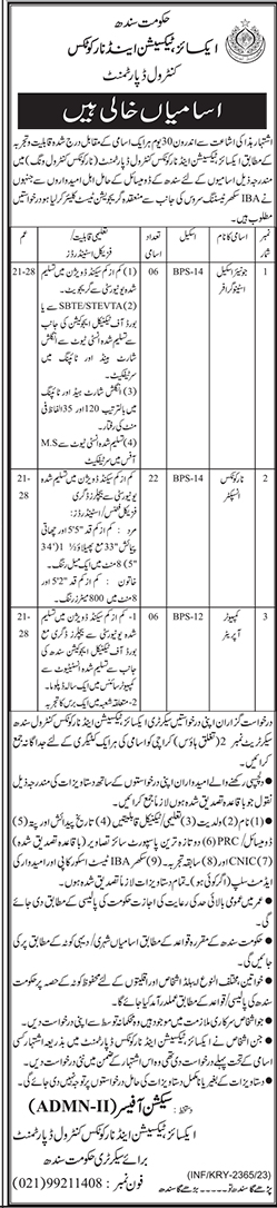 Latest Vacancies in Excise and Taxation Department Sindh 2023