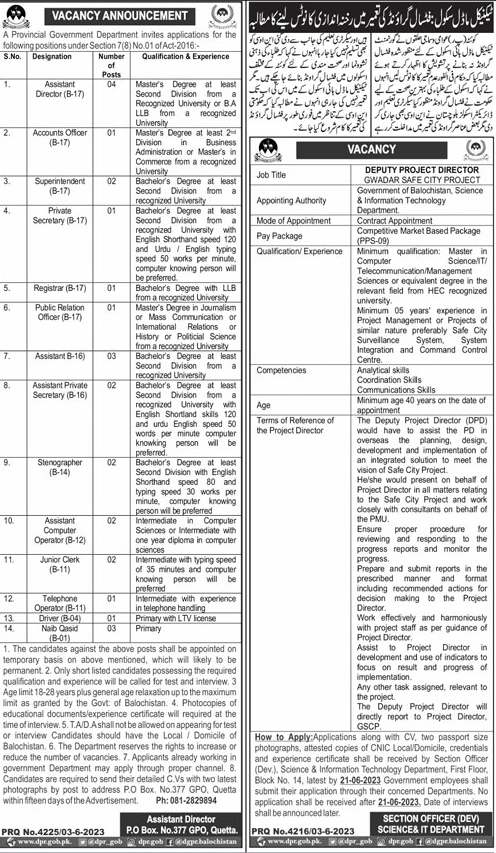 Vacancies in Gwadar Safety Project