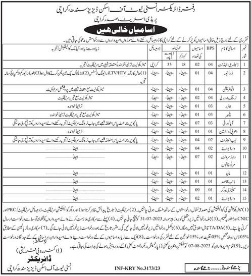 Latest Vacancies in Institute of Skin Diseases Sindh Karachi