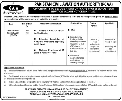 Latest Vacancies in Pakistan Civil Aviation Authority July 2023