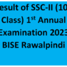 Result of SSC-II 1st Annual Examination 2023 BISE Rawalpindi