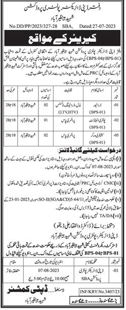 Latest Vacancies in Poultry Production Department Sindh