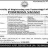 Latest Vacancies in UET Lahore Aug 2023