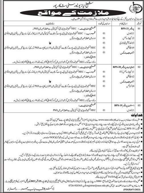 Lecturers, Professors And Associate Professors Jobs In Sheikh Ayaz University Shikarpur