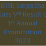 SSC (Part 1) Annual Result 2023, BISE Sargodha