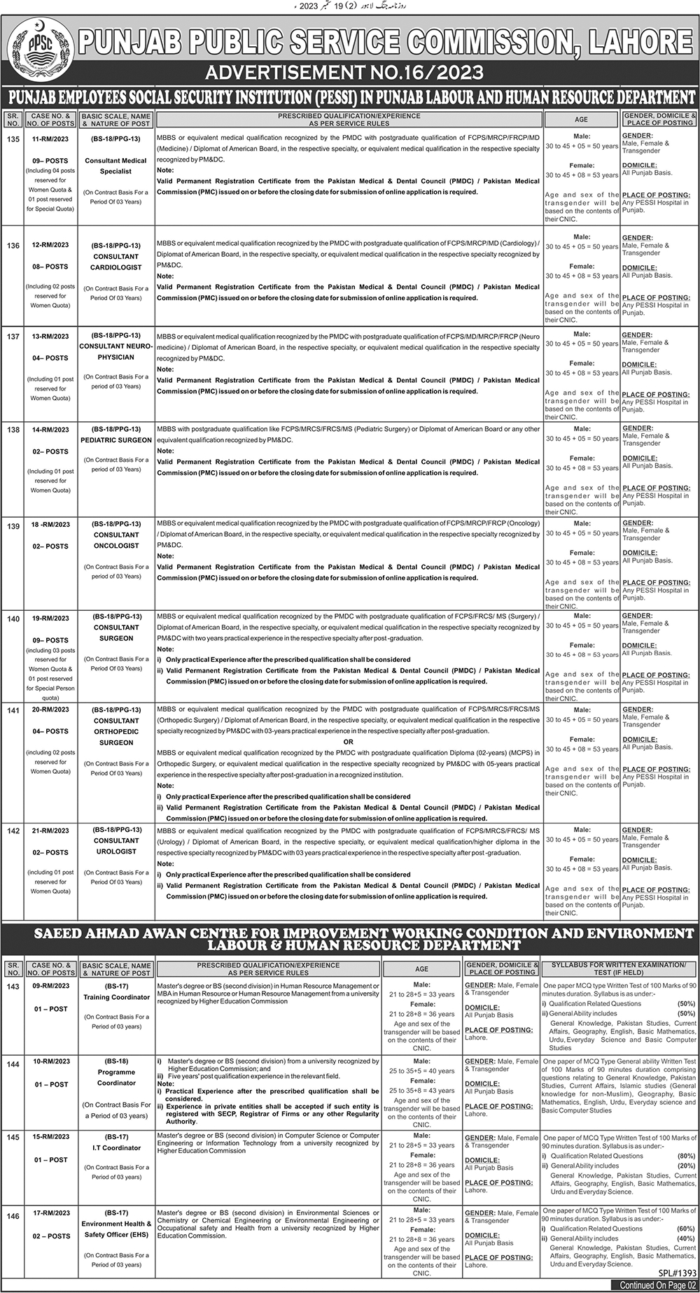 Latest PPSC Government Vacancies September 2023