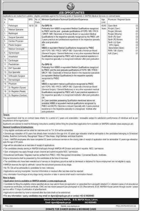 Vacancies in WAPDA Medical Services Sep 2023