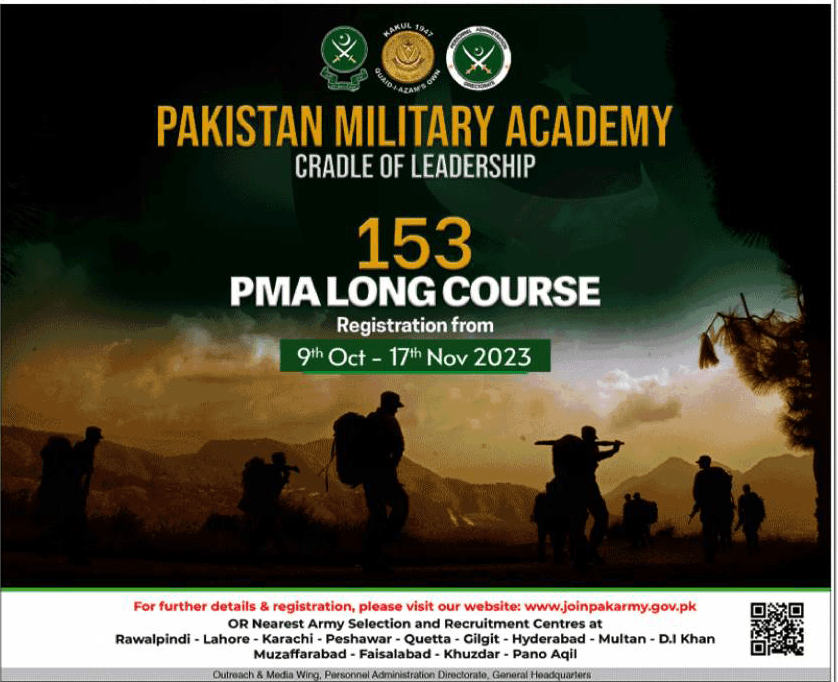 Online Registration for Pak Army PMA Long Course 153