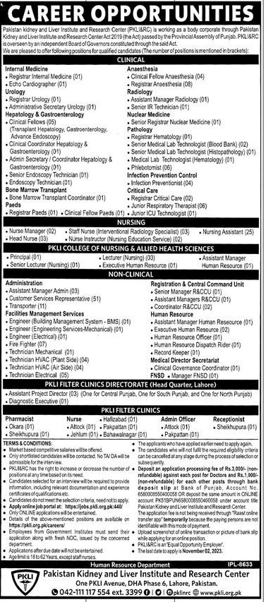 PKLI New Vacancies Oct 2023