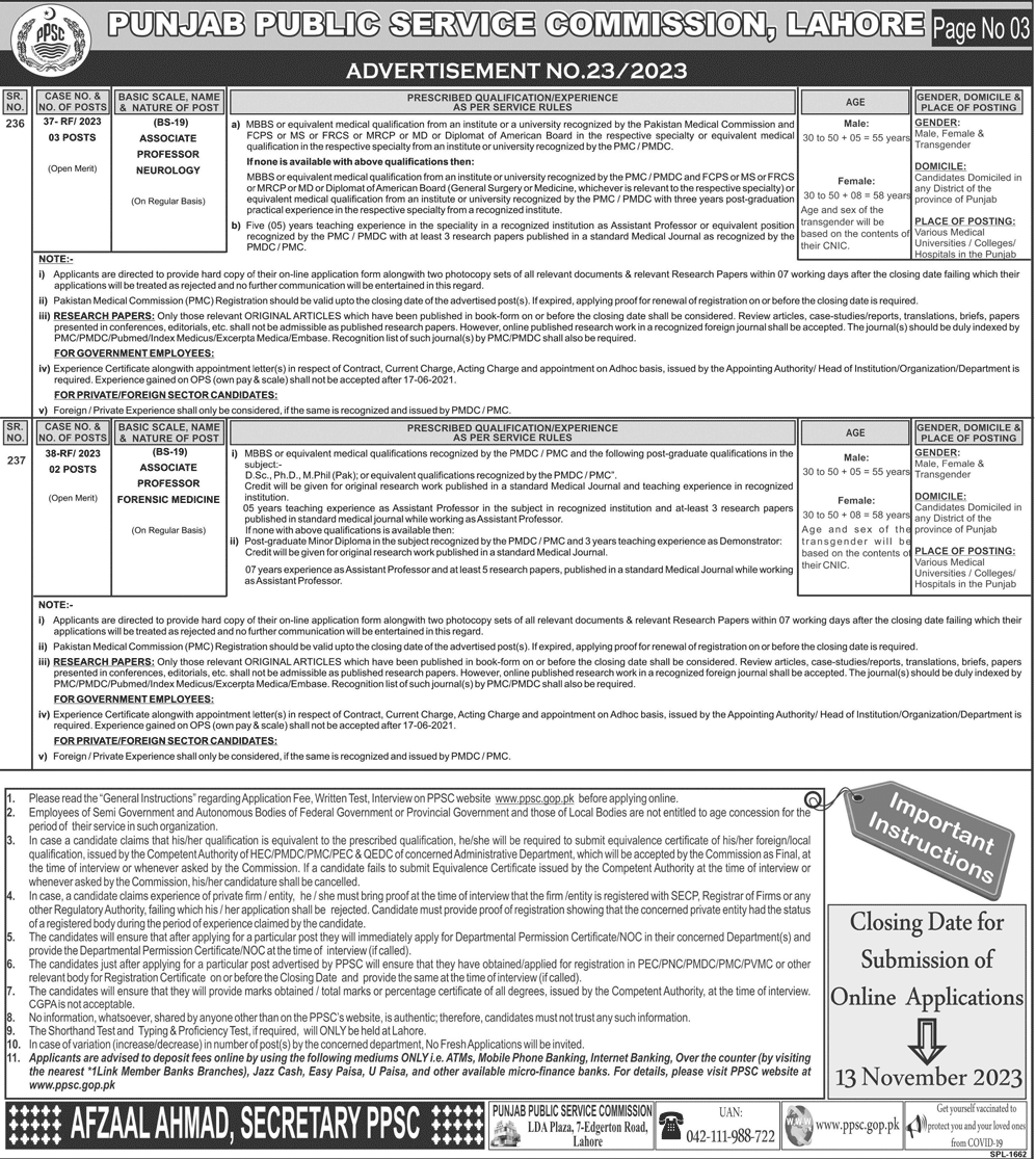 Punjab Public Service Commission Jobs Ad 23 of 2023