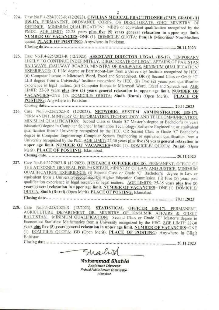 FPSC Job Vacancies Ad No. 12 for 2023