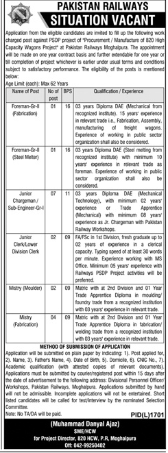 Pakistan Railways (PR) the Latest Vacancies December 2023