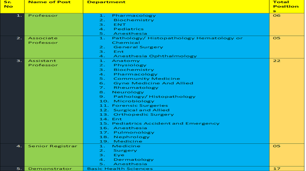 Professors Associate Professors Assistant Professors Senior Registrar and Demonstrator Vacancies