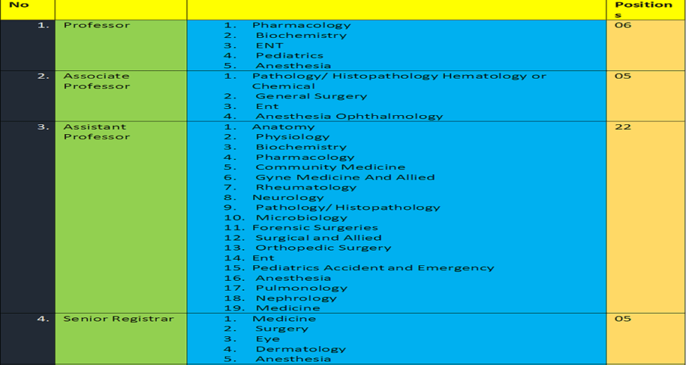 Professors Associate Professors Assistant Professors Senior Registrar and Demonstrator Vacancies 2023