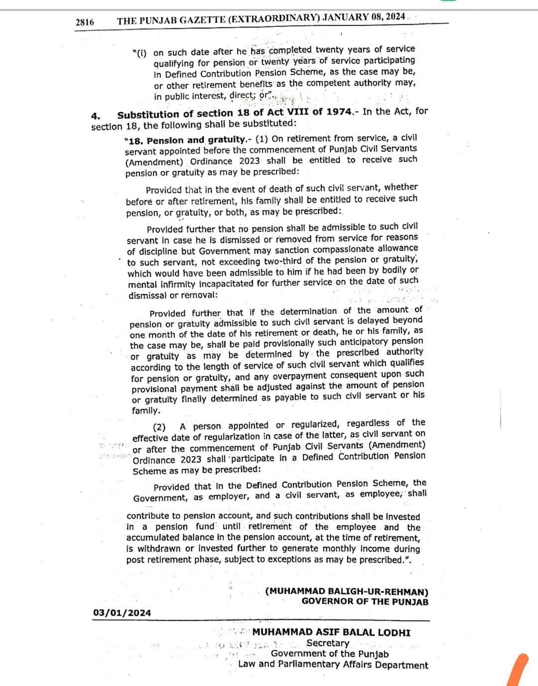 Pension Reforms in Punjab 2024 (Pension Contributory Scheme) • Govt