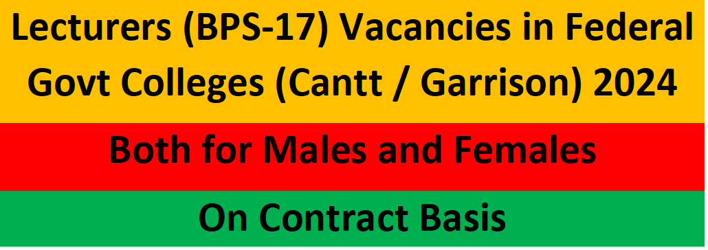 FG Colleges Lectures Jobs 2024