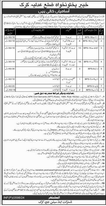 Job Vacancies in District Judiciary Karak 2024