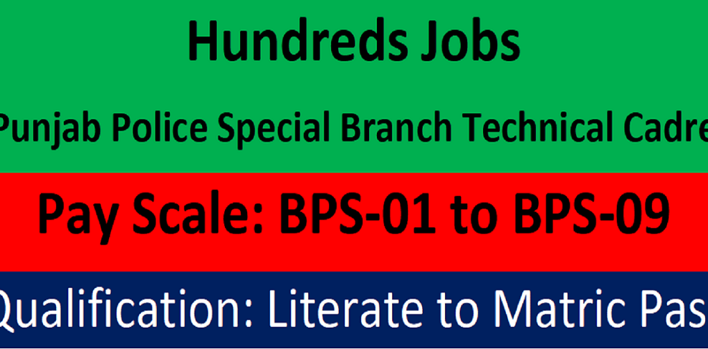 Latest Job Vacancies in Special Branch Punjab Police 2024