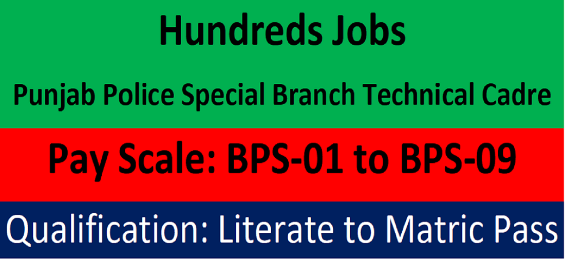 Latest Job Vacancies in Special Branch Punjab Police 2024